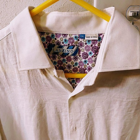 LANZINO STITCHED Button Down  SHIRT - Picture 1 of 7